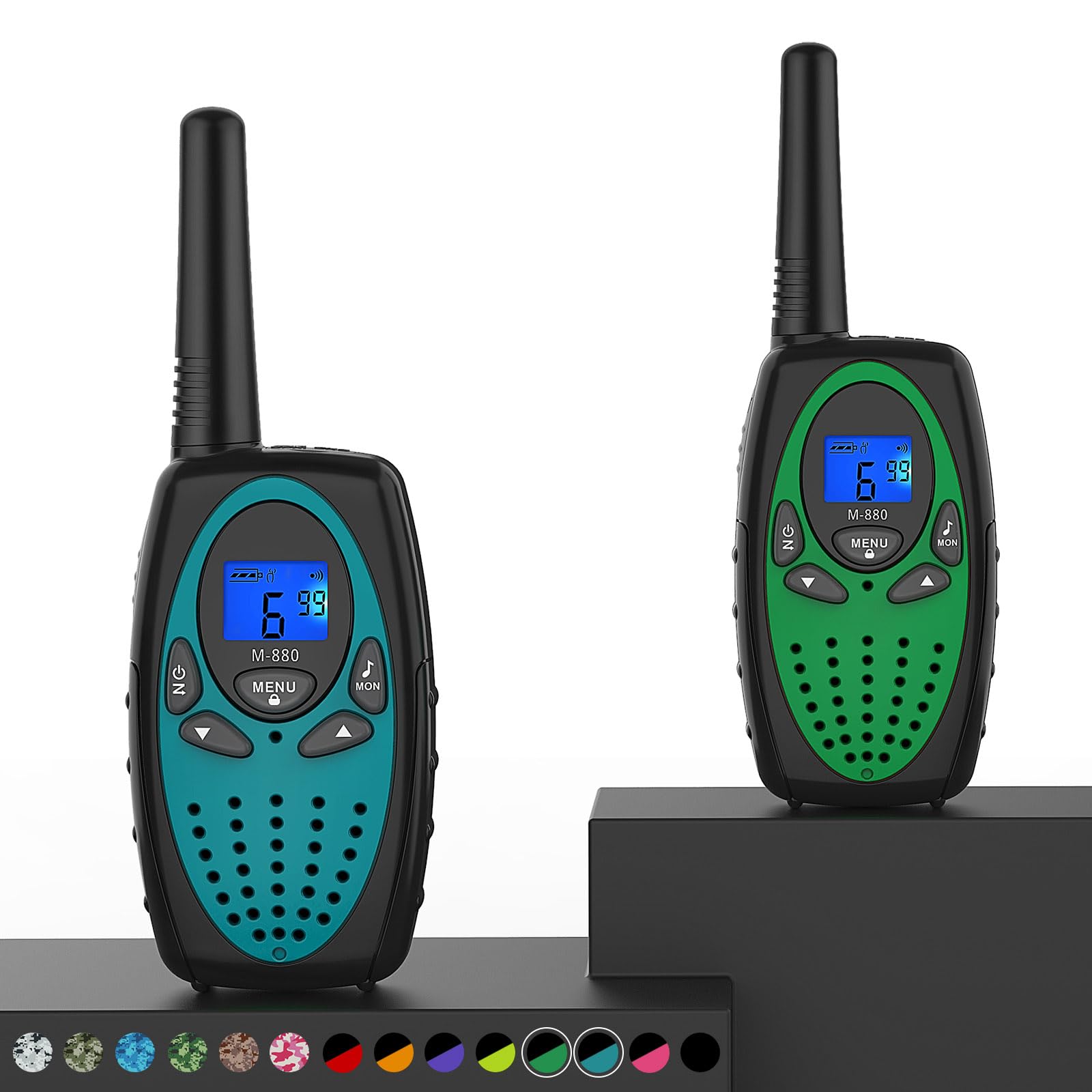 Photo 1 of **PARTIAL SET /ONLY 1 BLUE** Topsung Walkie Talkies Long Range, M880 FRS Two Way Radio for Adults with Mic LCD Screen/Resistance Wakie-Talkies with Noise Cancelling for Men Women Outdoor Adventures Cruise Ship (Blue and Green)