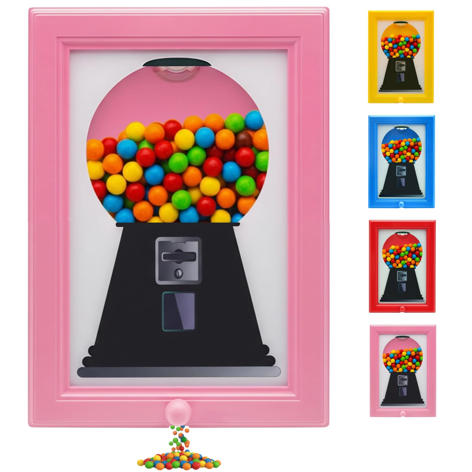 Photo 1 of Treayes Candy Dispenser, Rare Vintage the Handy Candy Frame - Hanging Candies Machine Art, Mini Wall Mount Gumball Machine, Snack Spinner Picture Frame Display, Hang on Wall or Stand on Table (Pink)