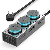 MFish E-Tank 7-in-1 Desktop Charging Station, 240W Max GaN USB-C Charger | 3 AC Outlets, 4 USB-C Ports, 240W Shared USB-C Output, 140W PD 3.1 Fast Charging, Smart Power Sharing, RGB Lighting