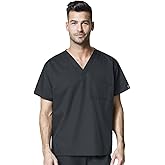 WonderWink Womens Unisex V-Neck Top Medical Scrubs Shirt, Pewter, Medium US