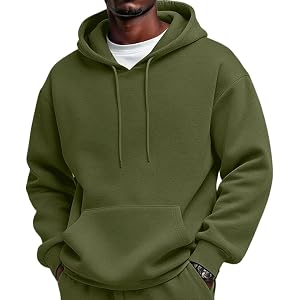 Vividcrate Men’s Fleece Pullover Hoodie – Solid Basic Fall Casual Drawstring Hooded Sweatshirt