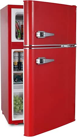 Proicer Mini Refrigerator With Handle 3 2 Cubic Feet Capacity Mini Fridge With Freezer Retro Red 3 2cuft Appliances Amazon Com