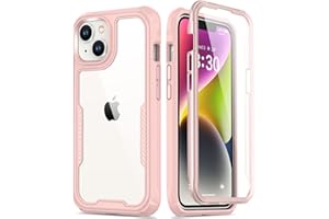 FUNMIKO for iPhone 14 Case with Screen Protector,Mili-Grade Heavy Duty Protection Pass 21ft. Drop Tested Durable Slim-fit Clear Plastic Cover Protective Phone Case for Apple iPhone 14 6.1" Light Pink