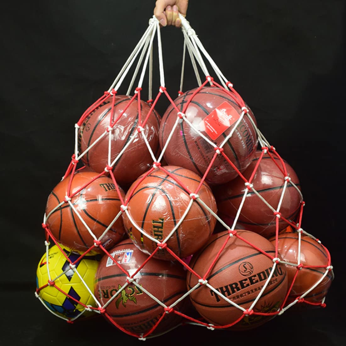 XGOPTS Mesh Equipment Bag - Basketball Storage Bag Large Mesh Ball Bag Carrying Net Bag - Holds up to 15 Balls Basket Balls Footballs Rugby Volleyball
