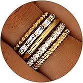 Florideco 14K Gold Filled Thin Stackable Rings for Women,Minimalist Non Tarnish Cubic Zirconia Band Rings,Dainty Trendy Statement Stacking Rings Set Size 6-10