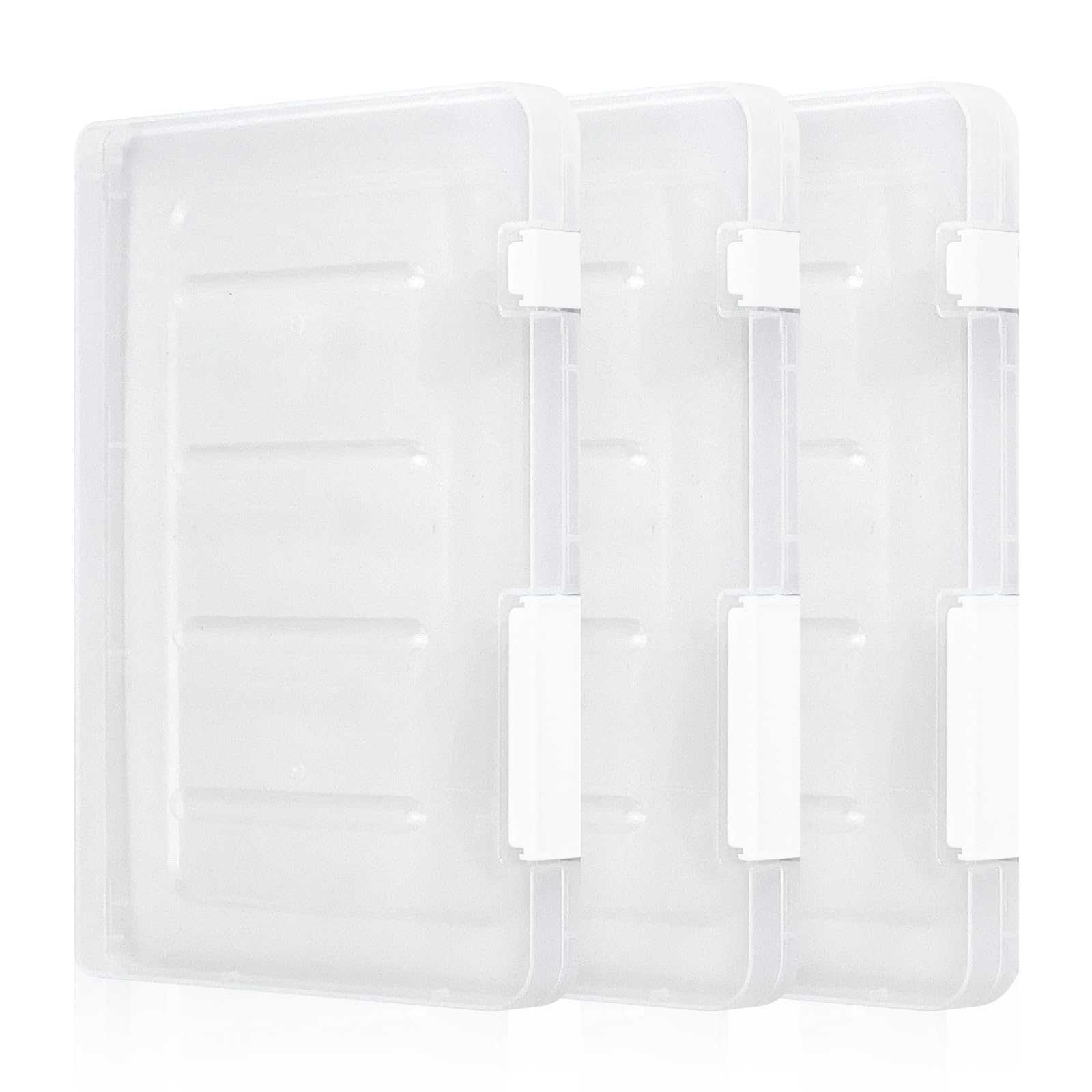 Plastic File Organiser Boxes A5 - Pack of 3 Waterproof Portable Document Organiser for 24×17 cm Paper, Transparent Project Case File Document Storage Organizer for Stationery, School Supplies