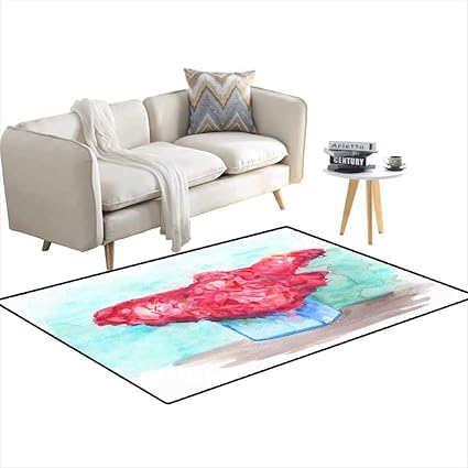 Amazon Com Extra Large Area Rug Pink Flower Bouquet In Blue Glass