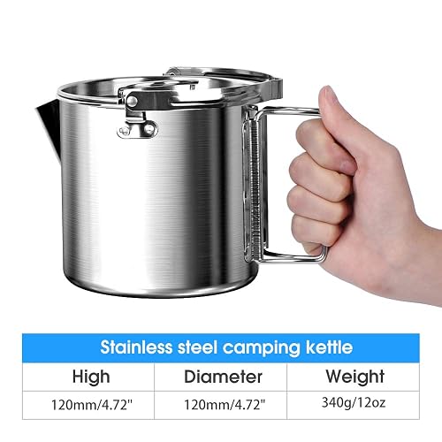 chihee outdoor cooking kettle Camping Stainless Steel Kettle 1.2L Lightweight Compact Camping Pot Teakettle Hiking Backpacking Picnic Sporting Goods Halulites ultralight weight and superior heating characteristics allow it to cook better OGETFUUR 1.5 L. SUS 304