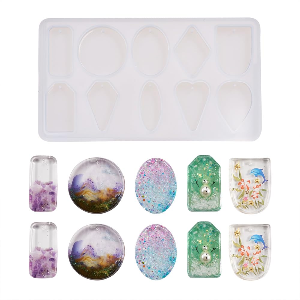 Boutigem Resin Jewelry Mold Round Oval Teardrop Pendant Silicone Mould for DIY Earring Bracelet Necklace Keychain Craft Making