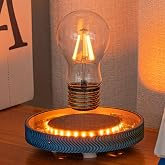 KIYOMING Levitating Light Bulb with Rainbow Magnetic Floating Light Bulb with Transparent Luminous Light Base 360 Degree Rotating Desk Lamp Table Lamp
