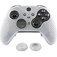 eXtremeRate PlayVital Semi-Transparent Clear Soft Anti-Slip Silicone Cover Skins, Controller Protective Case for New Xbox One Elite Series 2, Xbox Elite 2 Core with Thumb Grips Analog Caps