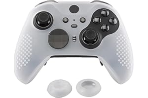eXtremeRate Semi-Transparent Clear Soft Anti-Slip Silicone Cover Skins, Controller Protective Case for New Xbox One Elite Ser