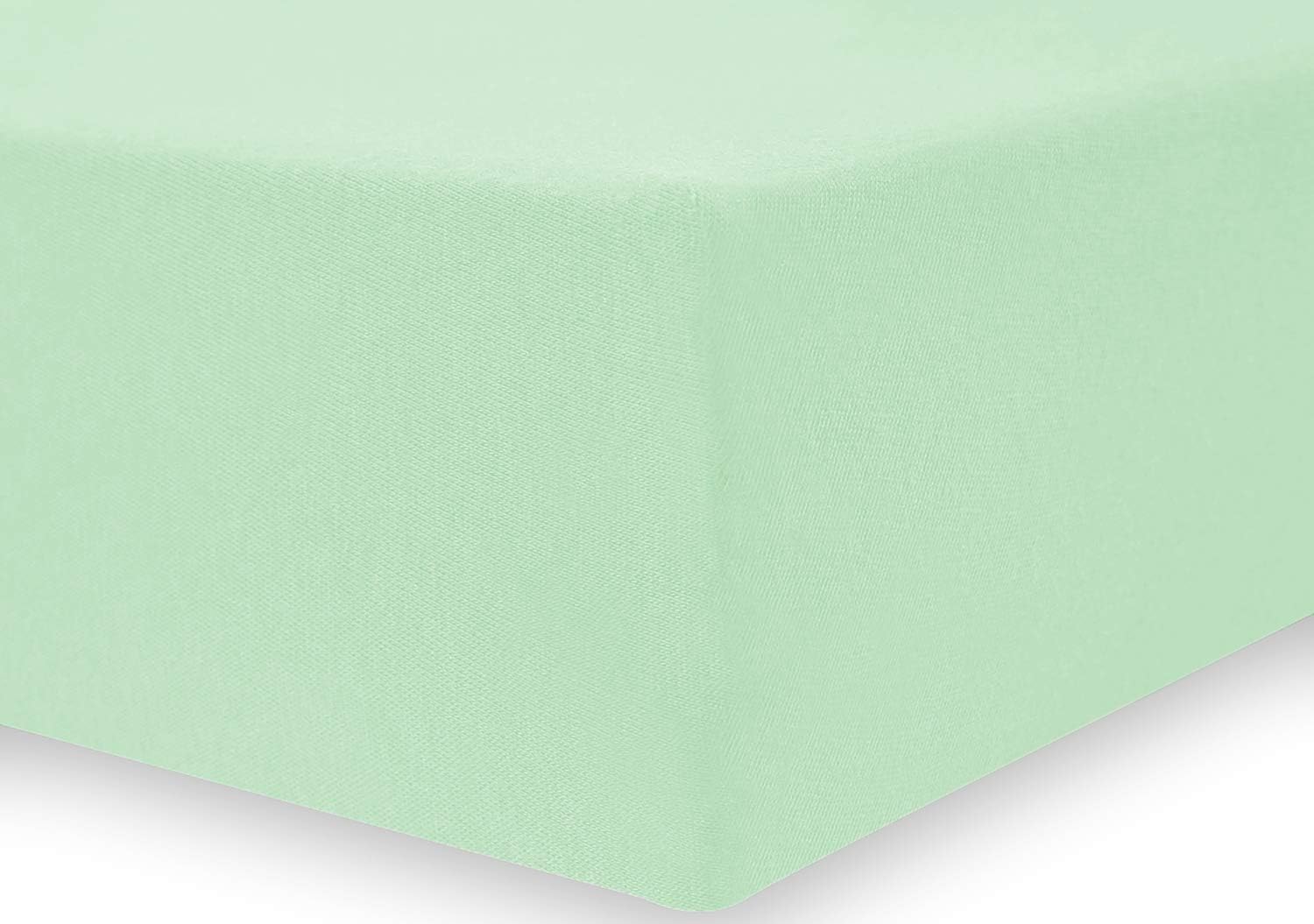 DecoKing Fitted Sheet Super King 100% Combed Cotton Soft Jersey Bed Sheet 160x200-180x200 cm Pepper Mint Amber - Image 5