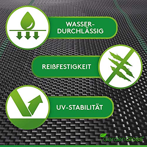 GardenGloss 50m² Anti-Unkrautgewebe 100g/m² – Wasserdurchlässig und Reissfest – Unkrautvlies Gartenvlies mit hoher UV… – Bild 4
