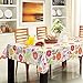 ColorBird Tropical Colorful Flower Flannel Backed PVC Tablecloth Easy Care Waterproof Table Cover for Kitchen Dinning Tabletop Decor (Rectangle/Oblong, 54