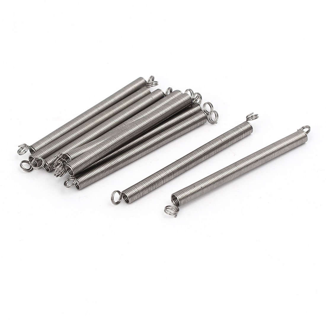 Sourcingmap 0.3mmx3mmx40mm 304 Stainless Steel Tension Springs Silver Tone 10pcs