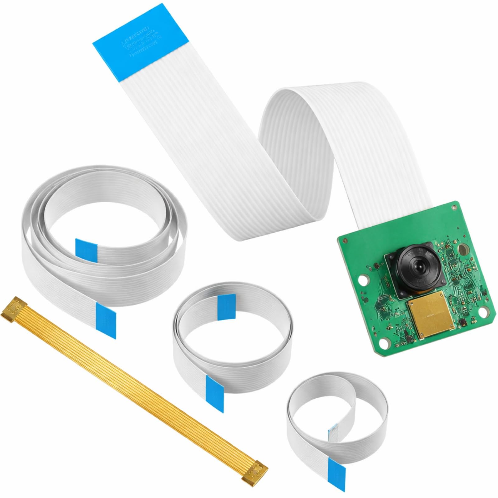 Frienda 1 Pcs Camera Video Module 5 Megapixel 1080p Mini Webcam Sensor OV5647, 5 Flexible Ribbon Cables 6/ 11.8/ 19.69/ 39.37" Flexible Ribbon for Pi 4, 6.3" Compatible with Raspberry Pi Zero