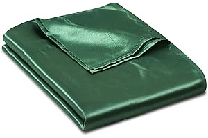Ersmak Satin Flat Sheet Only, Single Flat Sheet Full, Luxury & Ultra Soft Silky Bedding Top Sheet for Full Mattress - Emerald Green