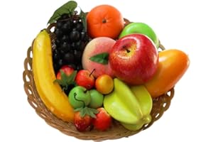 LORIGUN 12 Kinds of Artificial Fruits Pack, 12 Different Fruits in One Set, Fake Fruits for Home Decor, Simulation Fruit Set, Party Chirstmas Decortion, Fruit Modle for Photoshoot Total 16 Pcs