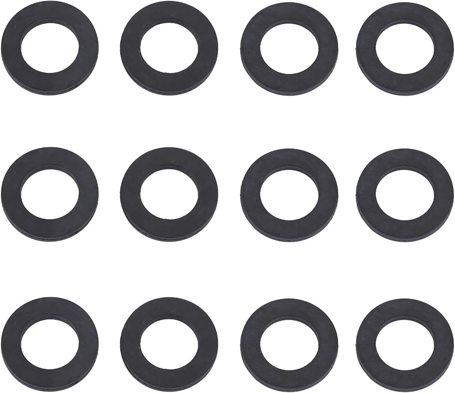 12PCS Black Rubber Gasket, Flat Gasket, Round Spacer Washers Assortment