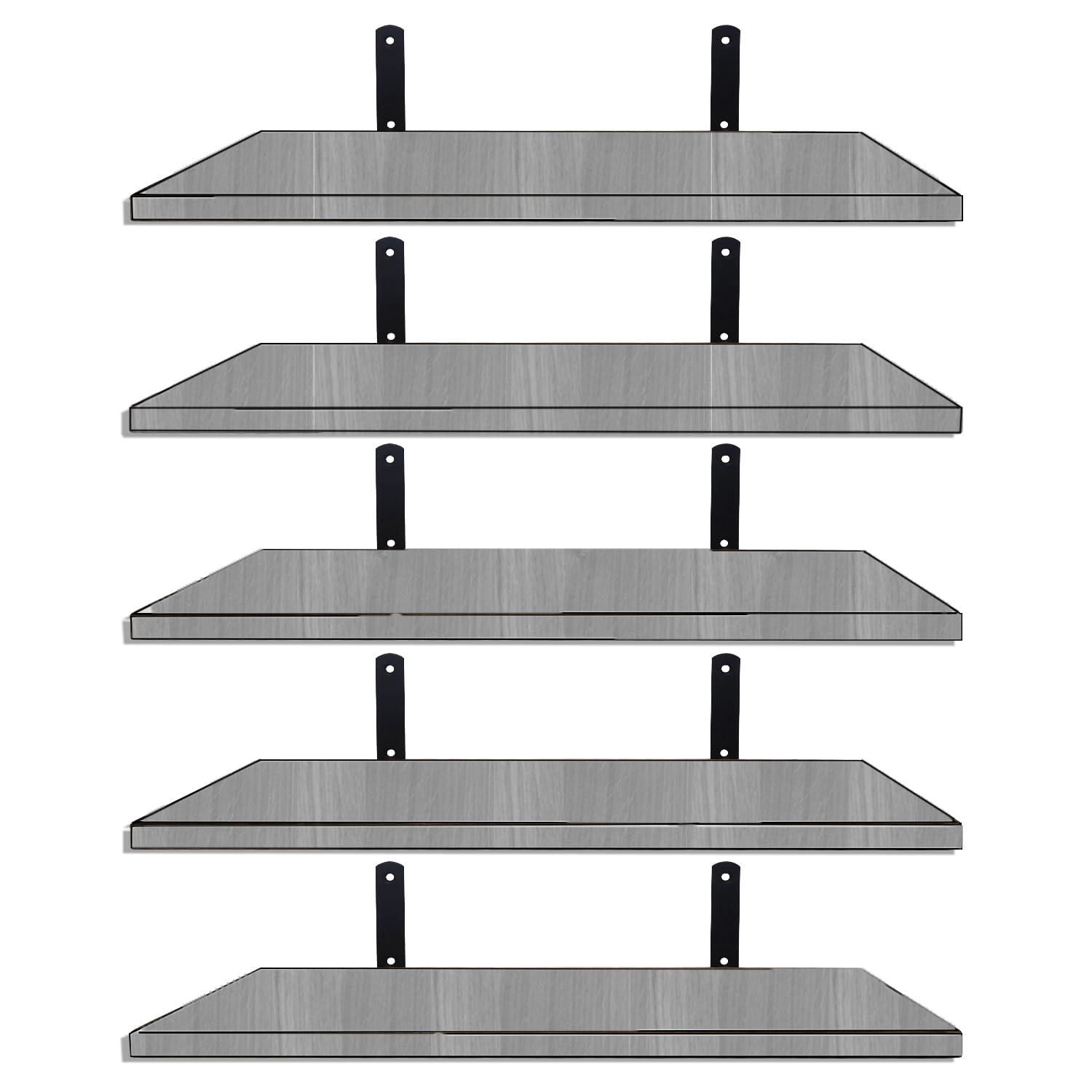 Mardili Shelves Wood Wall Mounted Shelf, Rustic Shelves Set of 5（Gray） — image 1
