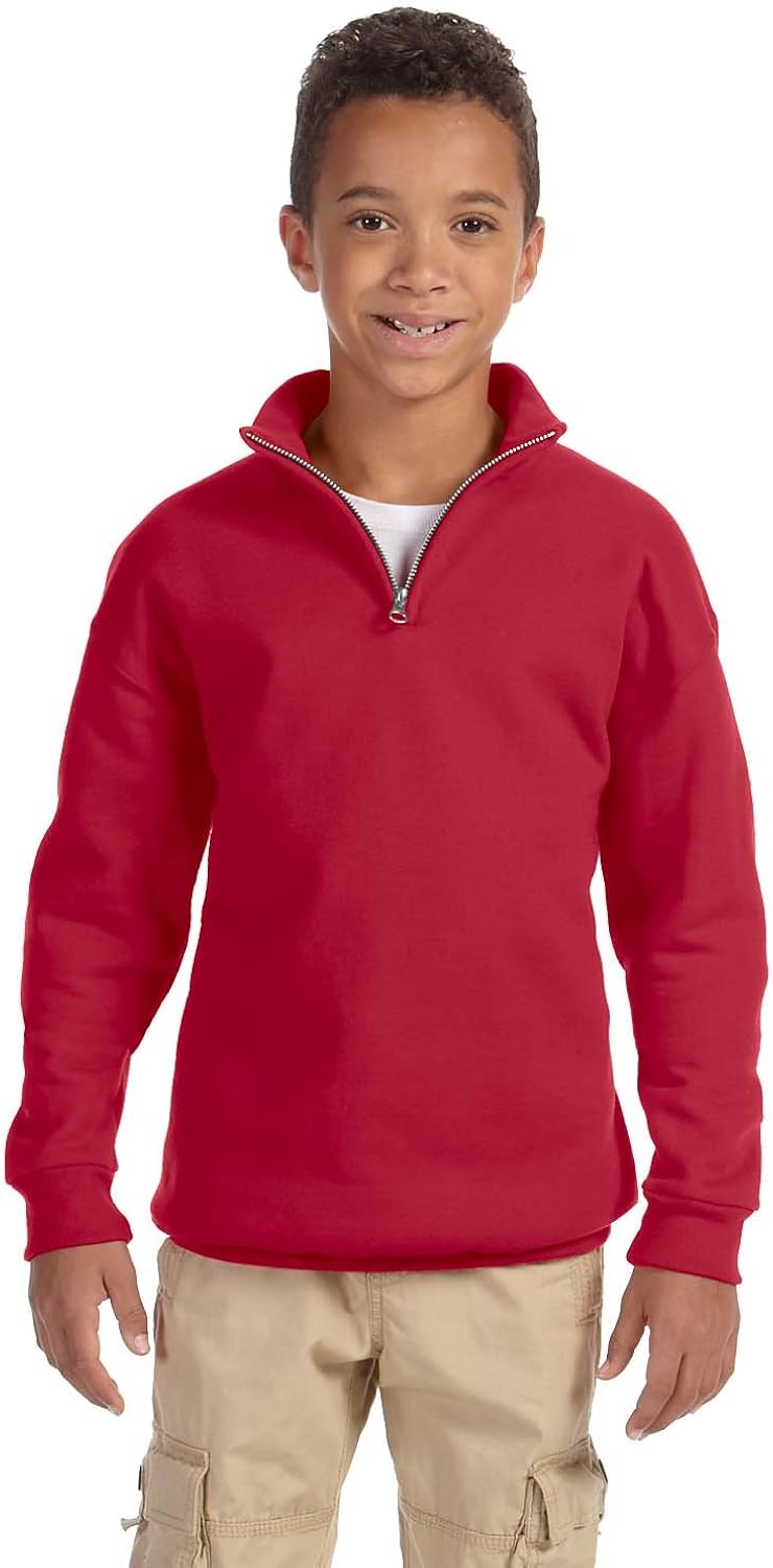 Jerzees Youth 8 oz. 50/50 NuBlend Quarter-Zip Cadet Collar Sweatshirt: Clothing