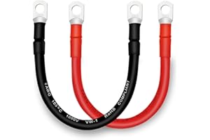 QIATOL Battery Cable, 6 AWG Battery Cables with Terminals, 2PCS Copper Battery Cables(1FT).