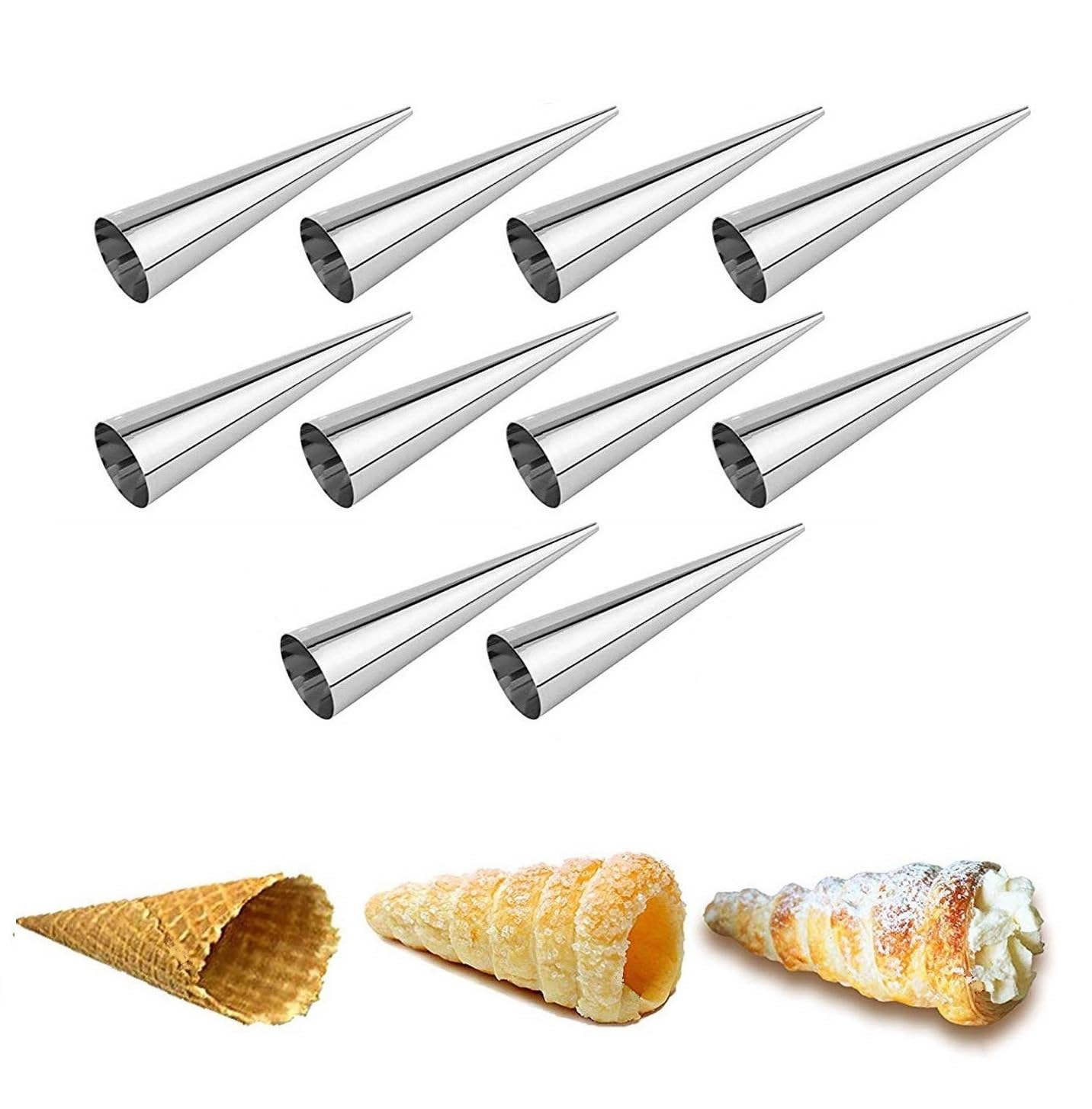Stainless Steel,Foam Rolls Baking Mold for Croissant Cream Rolls and Cornet Form for Baking 14x3cm