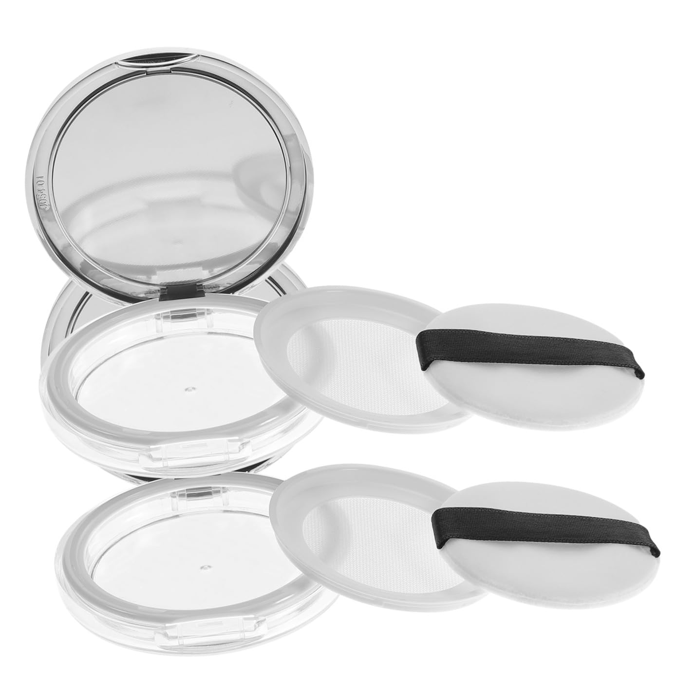 FRCOLOR 2pcs Powder Compact Container, Empty Makeup Loose Powder Case with Puff and Elasticated Net Sifter