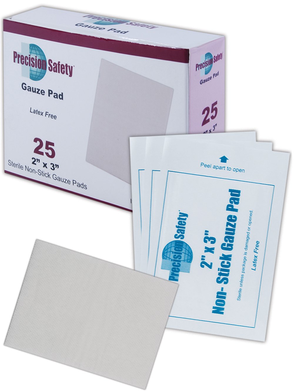 Magid GZPDNS2X3 White Cotton Precision Safety Sterile LatexFree NonStick Gauze Pad, 3" Length