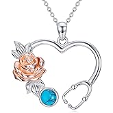 PEIMKO 925 Sterling Silver Turquoise Exquisite Nurses Day Pendant Necklace Boho Style Jewelry Gifts for Women Mother