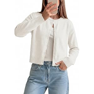 GRACE KARIN Cropped Cardigan Sweaters for Women Long Sleeve Crew Neck Open Front Jackets Y2K Fall Fashion Clothes 2026