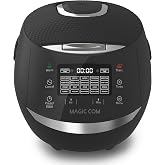 MAGiC COM multi-Functional Digital Rice Cooker 10 Cup Uncooked (20 Cup Cooked), 15-in-1 Programmable Electric Rice &amp; Grain Cooker with Auto Clean, Non-Stick Pot, Steamer Basket, 24H Delay Timer, and Auto Keep Warm(Black)