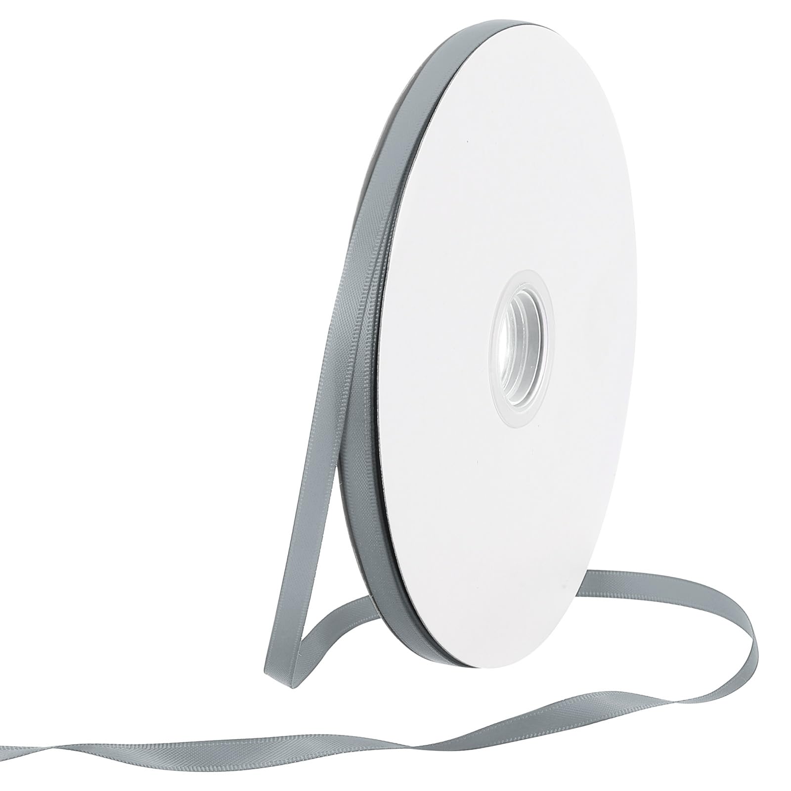 Rebower 6mm Satin Ribbon 64m Thick Double Face Grosgrain Silk Ribbon, [for Gift Wrapping, Hair Bows, Wedding, Cake, Flower] - 70 Yard/210ft/ Steel Grey — image 1