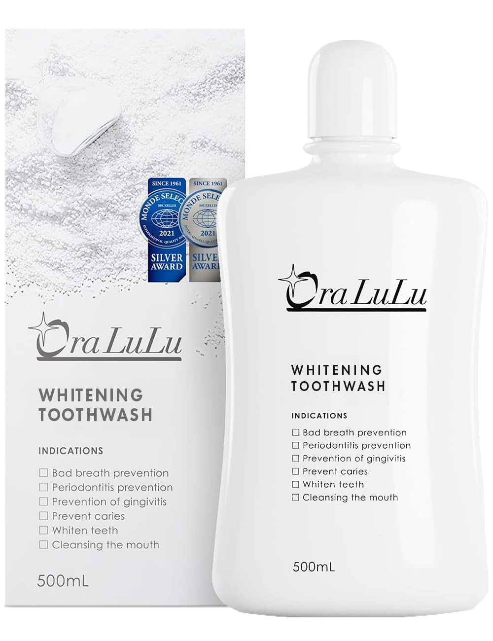 OraLuLu(オーラルル) [医薬部外品] ホワイトニング マウスウォッシュ (黄ばみ/口臭ケア/虫歯/歯周炎/歯肉炎予防) 500ml商品画像