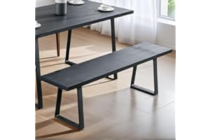 WAHSON OFFICE CHAIRS 60" Black Dining Bench, Wooden Table Bench with Metal Legs, Modern Kitchen Bench for Enrtyway/Indoor/Dining Room