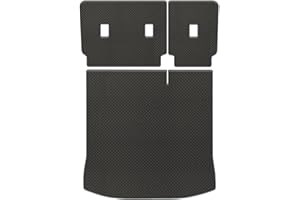 AOMSAZTO Cargo Liner & Backrest Mat for 2015-2025 Ford Edge - Custom Fit PU Leather Cargo Liner and Back Seat Cover Protector All Weather Waterproof Trunk Mat (Black Square Grid)