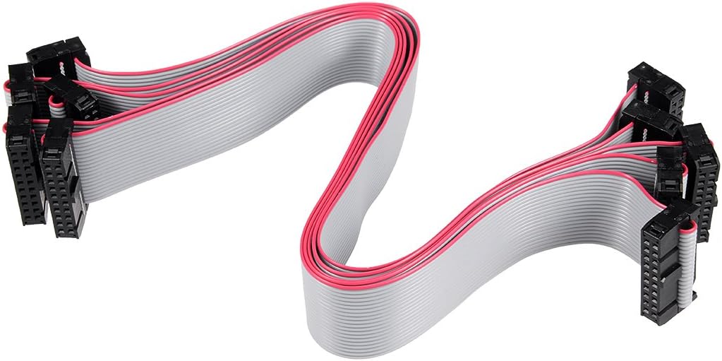 sourcing map IDC 20 Pins Connector Flat Ribbon Cable Female Connector Length 30cm 2.54mm Pitch,5pcs, Red, 25mm / 0.98-inch