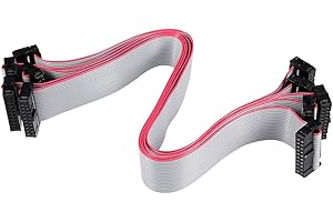 uxcell IDC 20 Pins Connector Flat Ribbon Cable Female Connector Length 30cm 2.54mm Pitch,5pcs