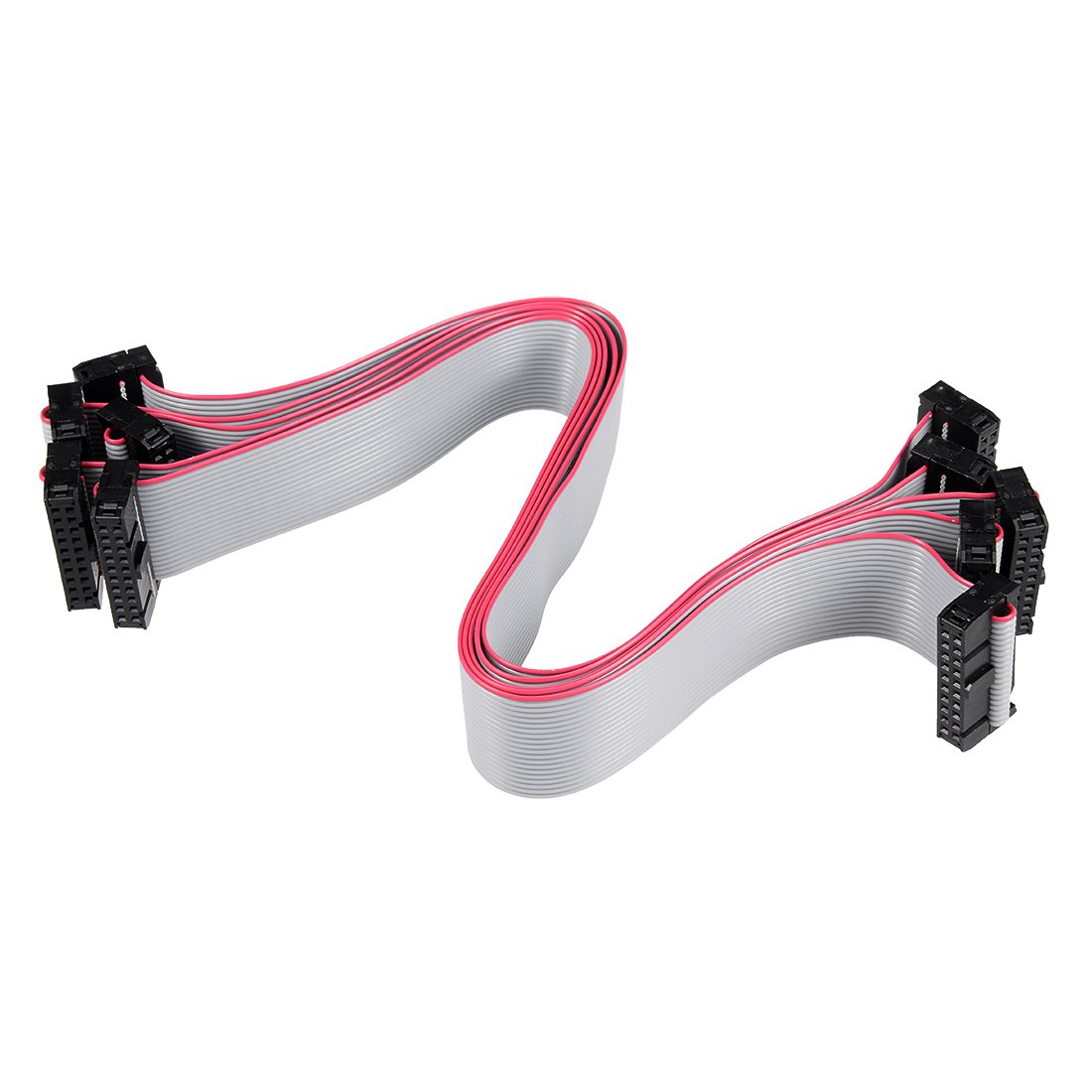 sourcing map IDC 20 Pins Connector Flat Ribbon Cable Female Connector Length 30cm 2.54mm Pitch,5pcs