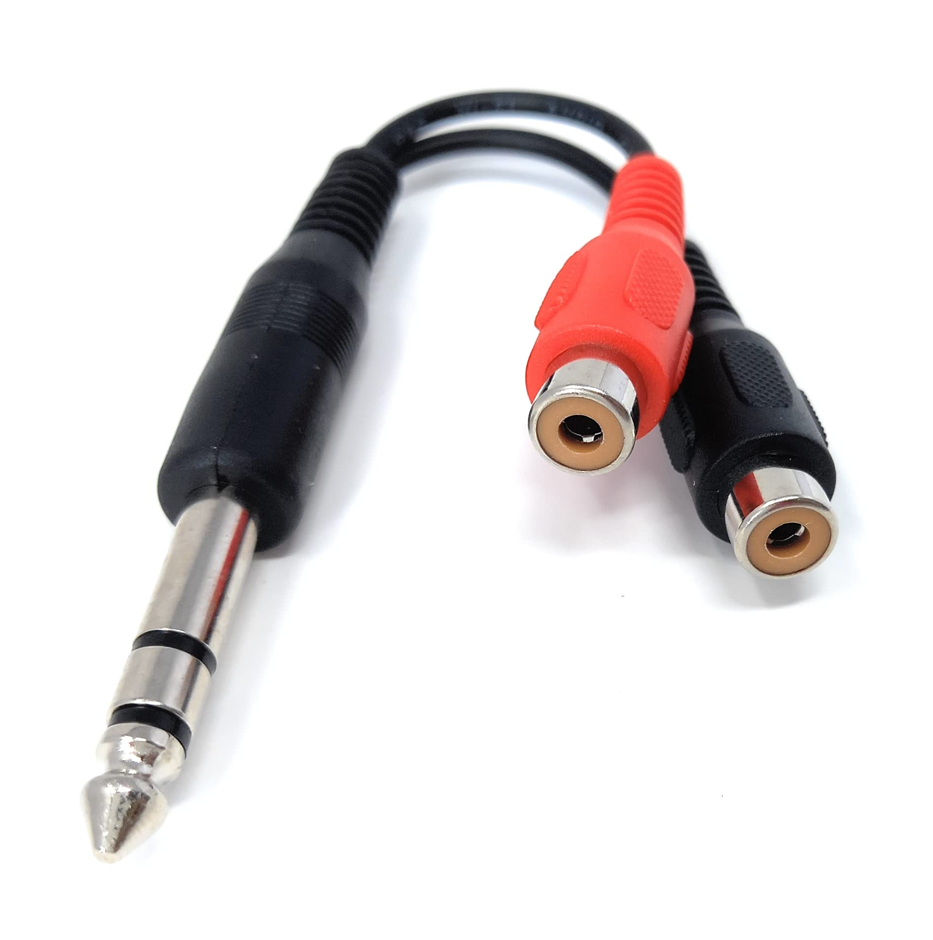DRUT 10cm 6.35mm Stereo Jack Plug to Twin RCA Phono Sockets Male to Female Cable Adapter 0.4ft
