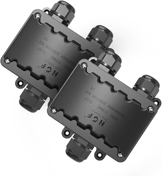 Cajas Electricas, Grandes 3 VÍAs Caja Estanca 2 Pquetes IP66 Negro Caja