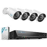 REOLINK 8CH 5MP PoE Home Security Camera System, 4pcs Wired 5MP Outdoor PoE IP Cameras with Person Vehicle Detection, 4K 8CH 