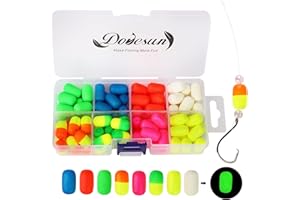 Dovesun Foam Floats Pompano Rigs Fishing Rig Floats Fly Fishing Floats Bright Color Cylindrical with Tackle Box 80PCS
