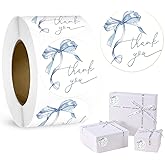 500Pcs Blue Thank You Stickers, 1.5 Inch Watercolor Bowknot Thank You Labels, Self-Adhesive Small Business Stickers for Gift Packaging (Blue)