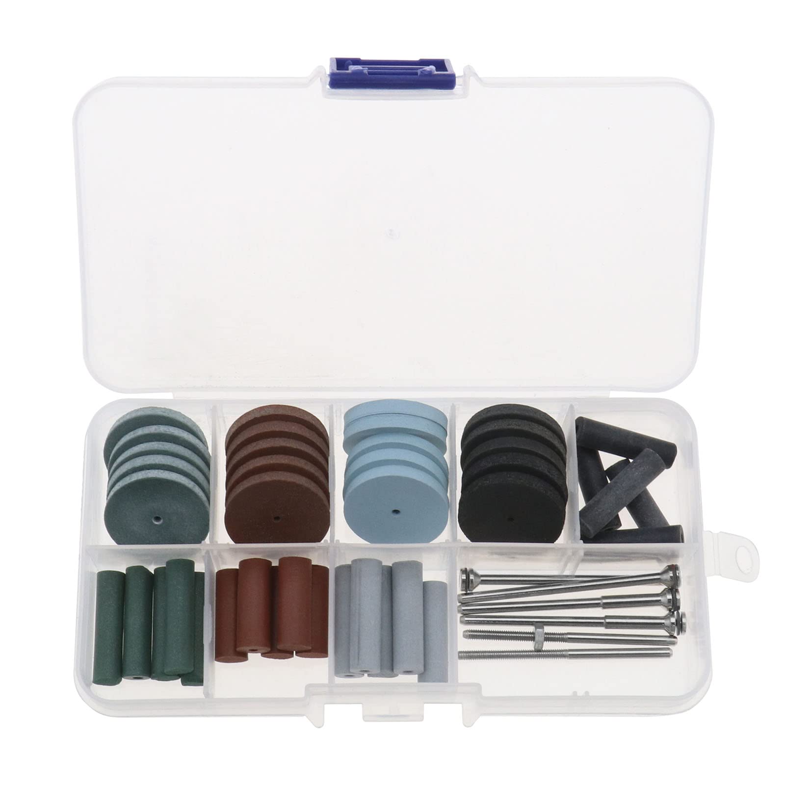 EMSea 46PCS Polishing Wheels Kit - 20PCS Silicone Rubber Wheels & 20PCS Polishing Particle & 6PCS Mandrel Shank for Jewelry Making, Woodworking & Wood Carving - 4 Colors