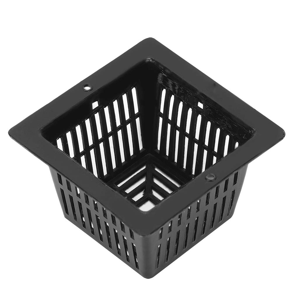 HERCHR 50Pcs Mesh Net Cup Pots, Square Hydroponics Net Pot Basket Flower Plants Soilless Cultivation Growing Basket for Hydroponics(Black)