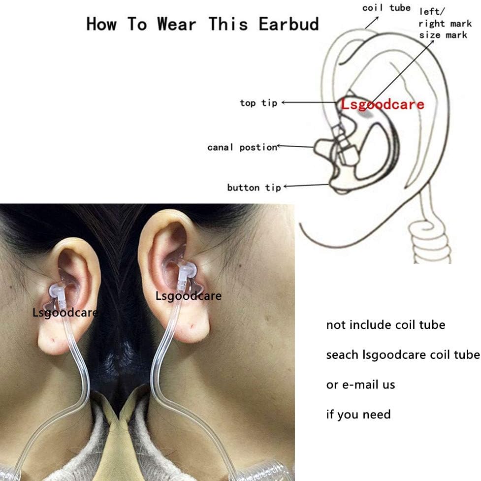 Ear Mold Ear Buds Clear, Lsgoodcare Silicone Insert Earmolded Earpiece Earbuds (Left and Right Ear) for 2 Way Acoustic Tube Radio, Soft Walkie Talkie Earmould Replacement (Medium+Large Size): Home Audio & Theater