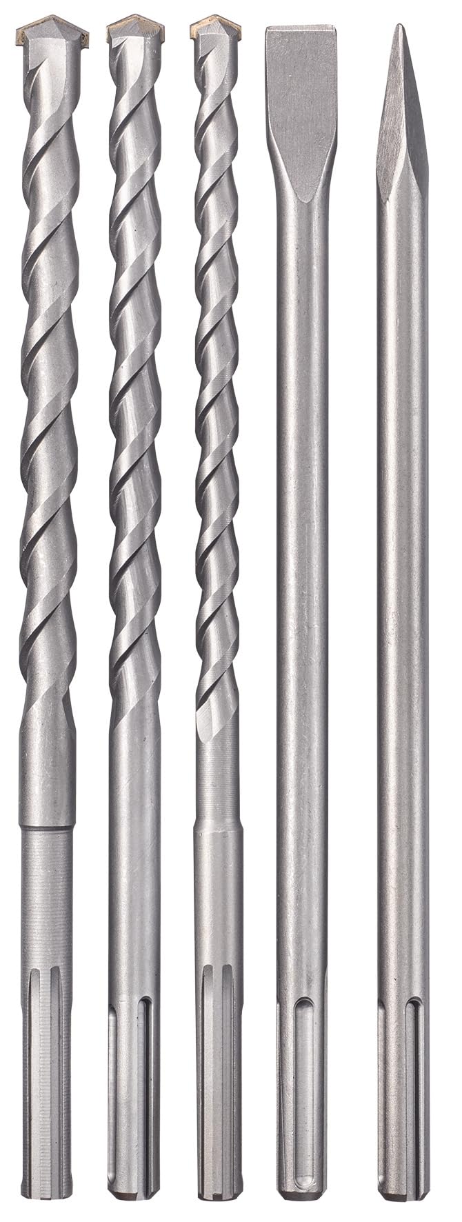 Original Einhell SDS-max Drill Chisel Set (Demolition/Hammer Drill Accessories, Includes 3x Masonry Drill Bits Diameter 18, 20, 25 mm, 1x Flat Chisel, 1x Pointed Chisel, in Practical Case)