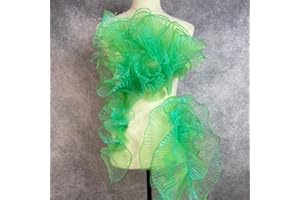 CREATIVESUGAR 5 Yards Retro Ruffle Pleated Chiffon Trim Dress Bag Decoration Tulle Fabric Applique Trimming Craft Sewing (Azure Green)